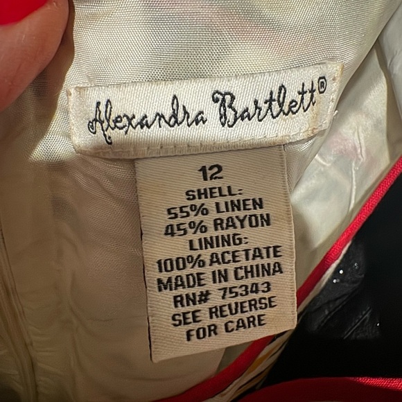 Vintage Alexandra Bartlett Abstract Print Dress | Size 12 | Linen Blend Tropical - Picture 10 of 10